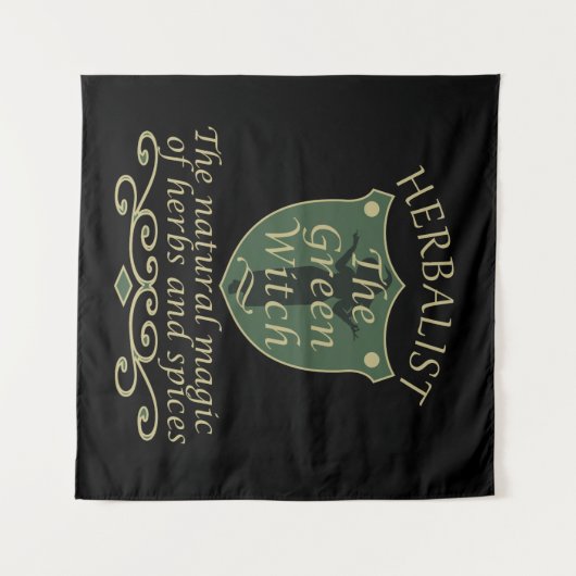 Kruidengenezer groene heks magie natuurlijke genee wandkleed (Voorkant (horizontaal))