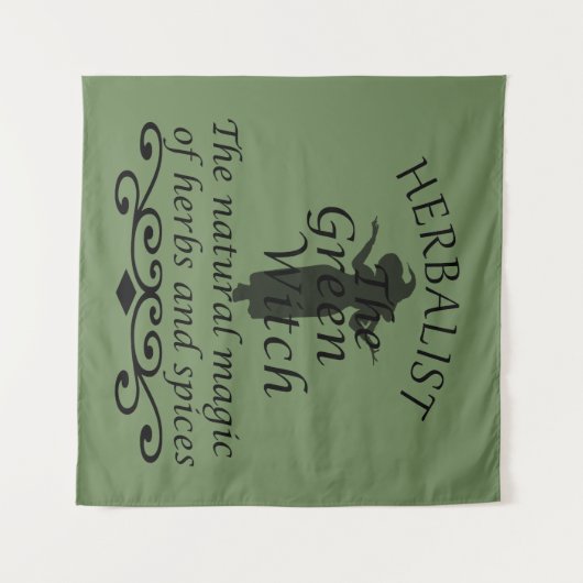 Kruidengenezer groene heks magie natuurlijke genee wandkleed (Voorkant (horizontaal))