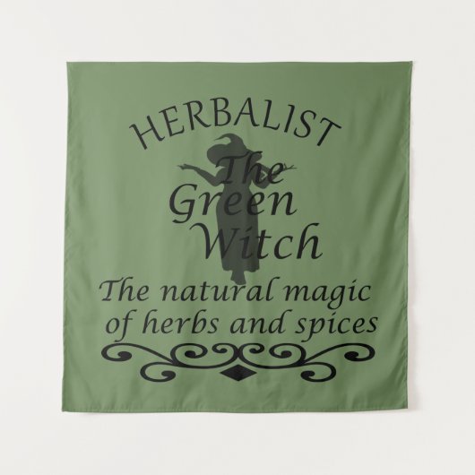 Kruidengenezer groene heks magie natuurlijke genee wandkleed (Voorkant)