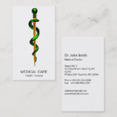 Kruidengroene goudstaaf van Asclepius Medical Visitekaartje (Voorkant / Achterkant)