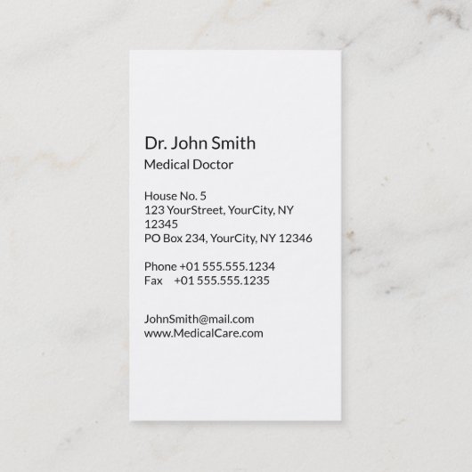 Kruidengroene goudstaaf van Asclepius Medical Visitekaartje (Achterkant)