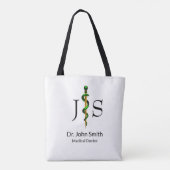 Kruidengroene staaf van Asclepius Gold Medical Tote Bag (Achterkant)