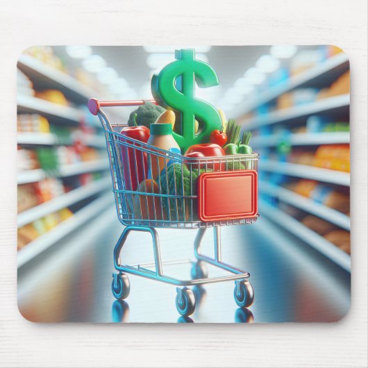 Kruidenier winkelwagen in een winkelganger muismat (Voorkant)