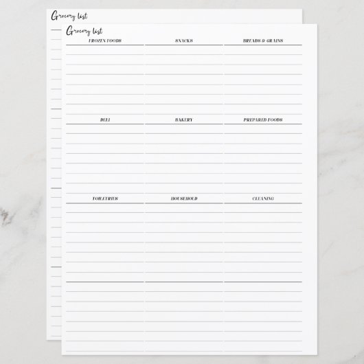 Kruidenierslijst Planner invoegen pagina's (Voorkant / Achterkant)