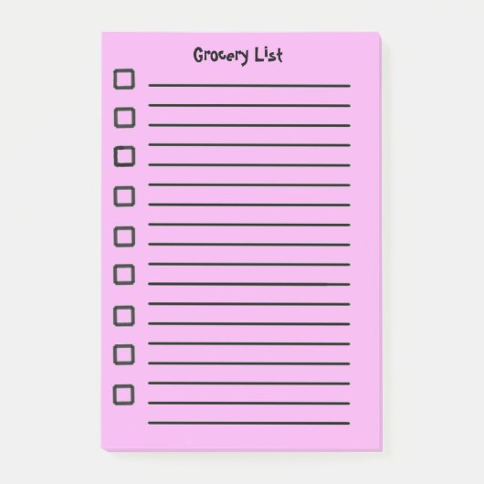 Kruidenierslijst Roze Sticky Notes 2e editie (Voorkant)