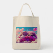 Kruidenierstas met Kattenillustratie Tote Bag (Achterkant)