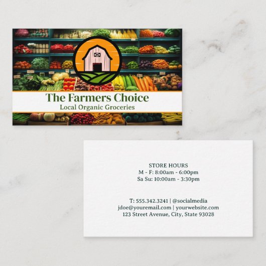 kruidenierswinkel | voortbrengen | Barn Logo Visitekaartje (Voorkant / Achterkant)