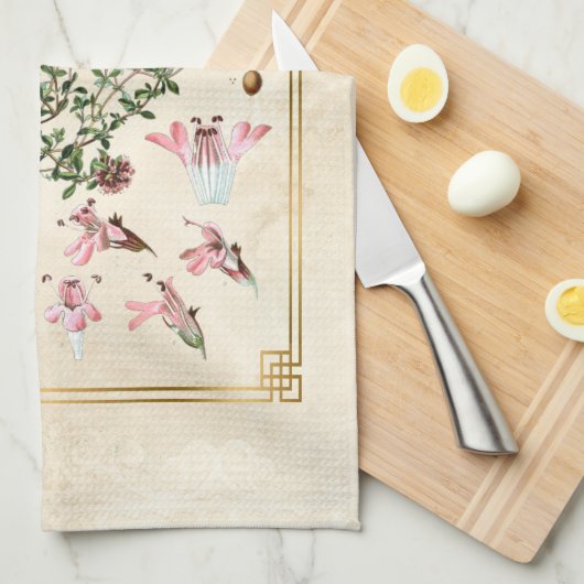  kruidenillustraties Wilde Thyme Botanisch Theedoek (Quarter Fold)