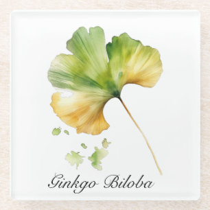 Kruidenleven: Ginkgo Biloba aanpasbaar Glazen Onderzetter