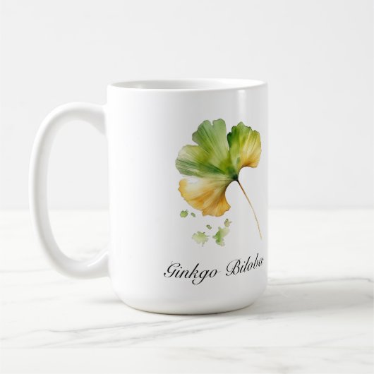 Kruidenleven: Ginkgo Biloba blad aanpasbaar Koffiemok (Links)