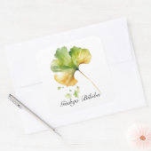 Kruidenleven: Ginkgo Biloba blad aanpasbaar Vierkante Sticker (Envelop)