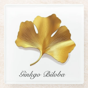Kruidenleven: Gouden Ginkgo Biloba aanpasbaar Glazen Onderzetter