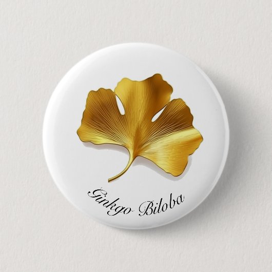 Kruidenleven: Gouden Ginkgo Biloba aanpasbaar Ronde Button 5,7 Cm (Voorkant)