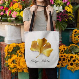Kruidenleven: Gouden Ginkgo Biloba aanpasbaar Tote Bag