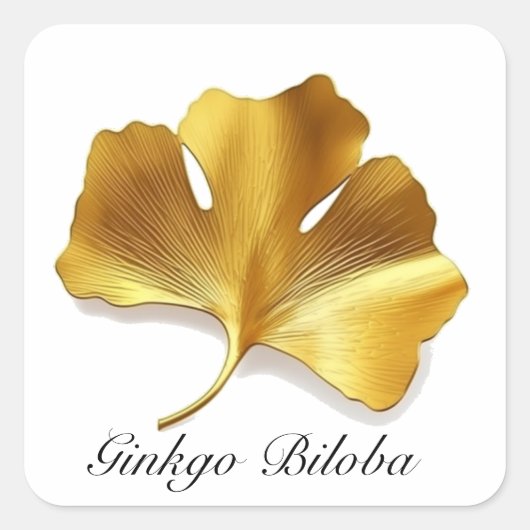 Kruidenleven: Gouden Ginkgo Biloba blad aanpasbaar Vierkante Sticker (Voorkant)