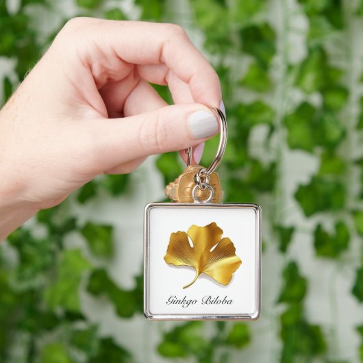 Kruidenleven: Gouden Ginkgo Biloba blad Sleutelhanger (Hand)
