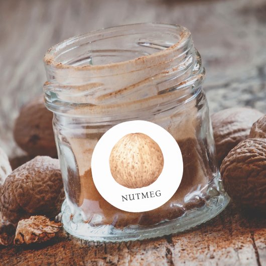 Kruidennootmuskaat Waterverf Ronde Sticker