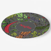 Kruidenpatroon aangepaste naam grijs papier borden papieren bordje (Gekanteld)