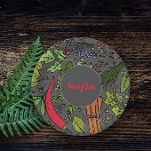 Kruidenpatroon aangepaste naam grijs papier borden papieren bordje