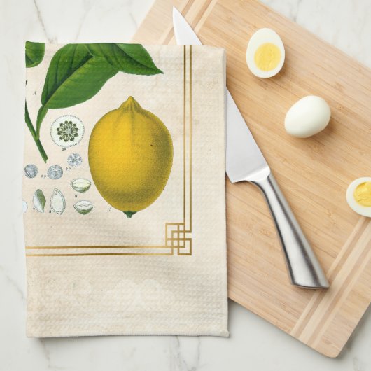  kruidenPlant Lemon Fruit Botanische kunst Theedoek (Quarter Fold)