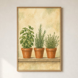 Kruidenpot Trio Waterverf Cottagecore Kunst Poster