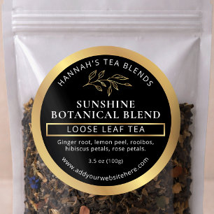 Kruidenthee Blend Koffie Modern Zwart & Goud Ronde Sticker