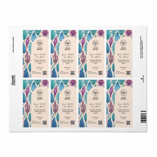 Kruidenthee Blend Product Pouch Labels (Full Sheet)