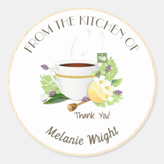 Kruidenthee inblikken dank u ronde sticker (Voorkant)