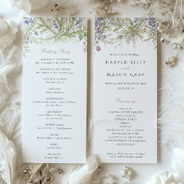 Kruidentuin bruiloft programma pastel kleuren