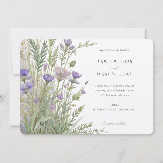 Kruidentuin Elegante Pastelbruiloft Uitnodigen Kaart (Voorkant)