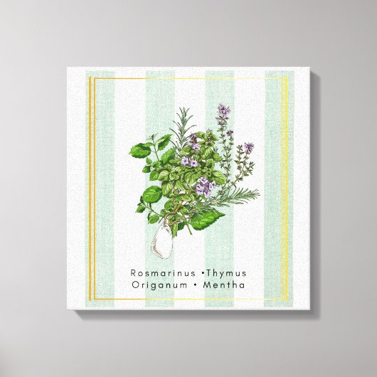 Kruidentuinmengsel met botanische kunst voor de ke canvas afdruk (Voorkant)