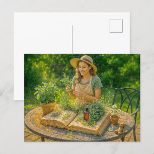 Kruidenwijsheid uit het oude botanische boek feestdagenkaart