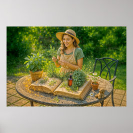 Kruidenwijsheid uit het oude botanische boek poster