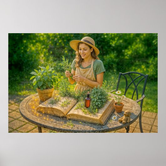 Kruidenwijsheid uit het oude botanische boek poster (Voorkant)