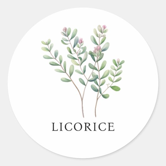 Kruidenzoethout Waterverf Ronde Sticker (Voorkant)