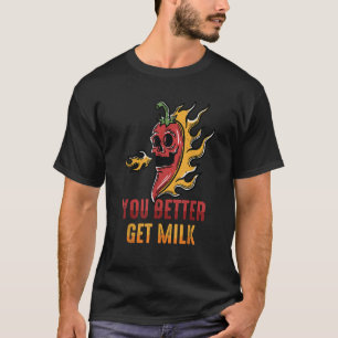 Kruidig eten kun je maar beter melk spookpaprika's t-shirt