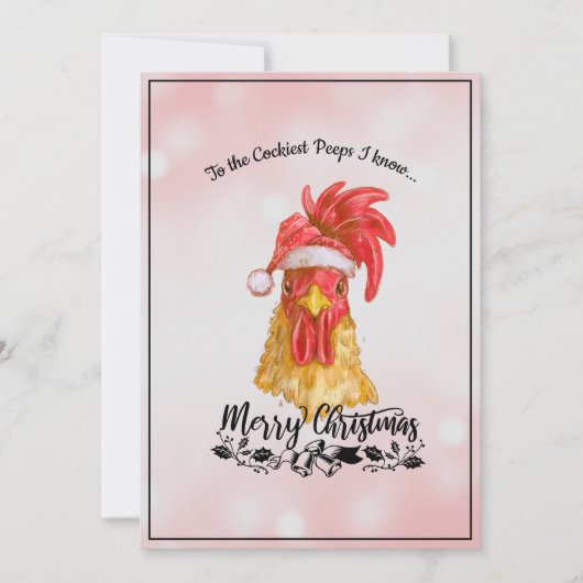Kruidig Grappig Kip Vrolijk Kerstfeest Feestdagenkaart (Voorkant)