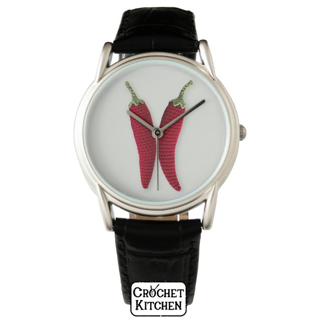 Kruidig Rood Minimal Haak Jalapeno Knit Crafts Horloge (Creator heeft geüpload)
