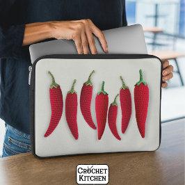 Kruidig Rood Minimal Haak Jalapeno Knit Crafts Laptop Sleeve