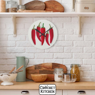Kruidig Rood Minimal Haak Jalapeno Knit Crafts Ronde Klok