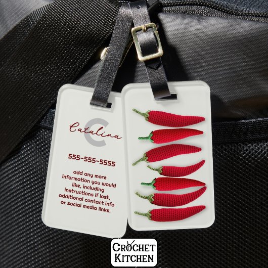 Kruidig Rood Modern Minimal Haak Jalapeno Naam Bagagelabel