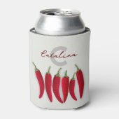 Kruidig Rood Modern Minimal Haak Jalapeno Naam Blikjeskoeler (Blikje Voorkant)