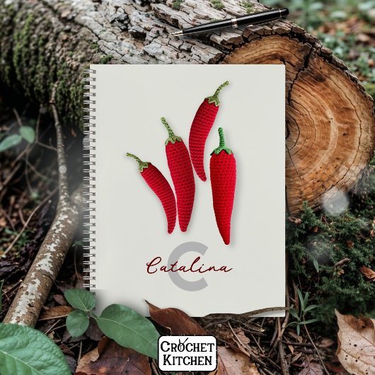 Kruidig Rood Modern Minimal Haak Jalapeno Naam Notitieboek