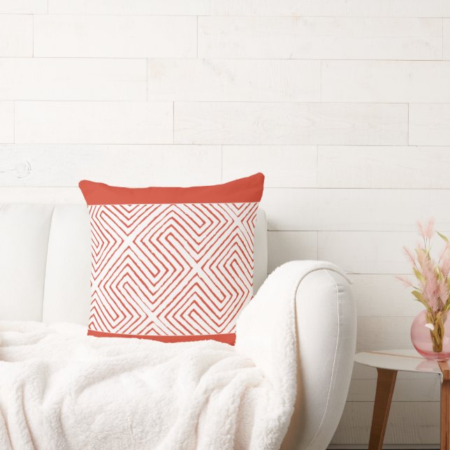 Kruidig Sinaasappel en wit Afrikaans Modderdoek pa Kussen (Bank)