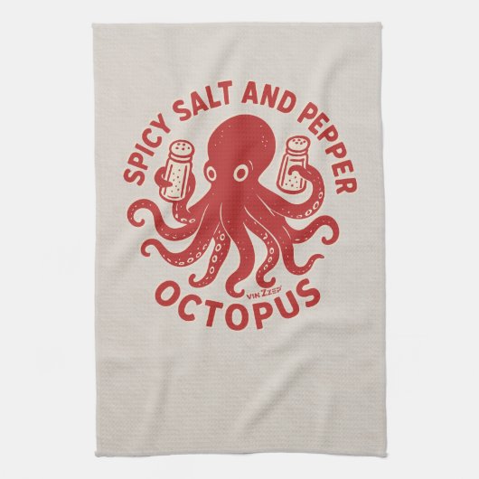 Kruidig zout en peper Octopus Fun Design Theedoek (Verticaal)