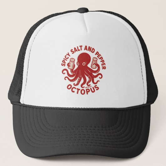 Kruidig zout en peper Octopus Fun Design Trucker Pet (Voorkant)
