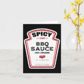 Kruidige BBQ Sauce Bottle Label Grappige Halloween Kaart (Gele Bloem)