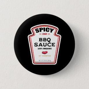 Kruidige BBQ Sauce Bottle Label Grappige Halloween Ronde Button 5,7 Cm