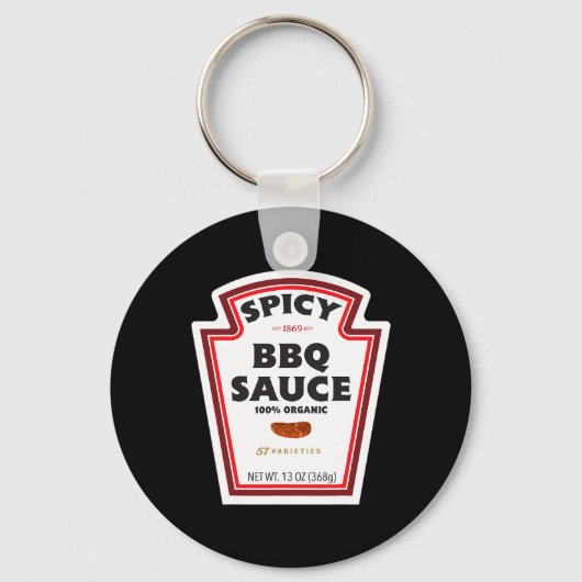 Kruidige BBQ Sauce Bottle Label Grappige Halloween Sleutelhanger (Voorkant)