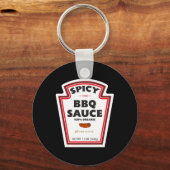 Kruidige BBQ Sauce Bottle Label Grappige Halloween Sleutelhanger (Voorkant)